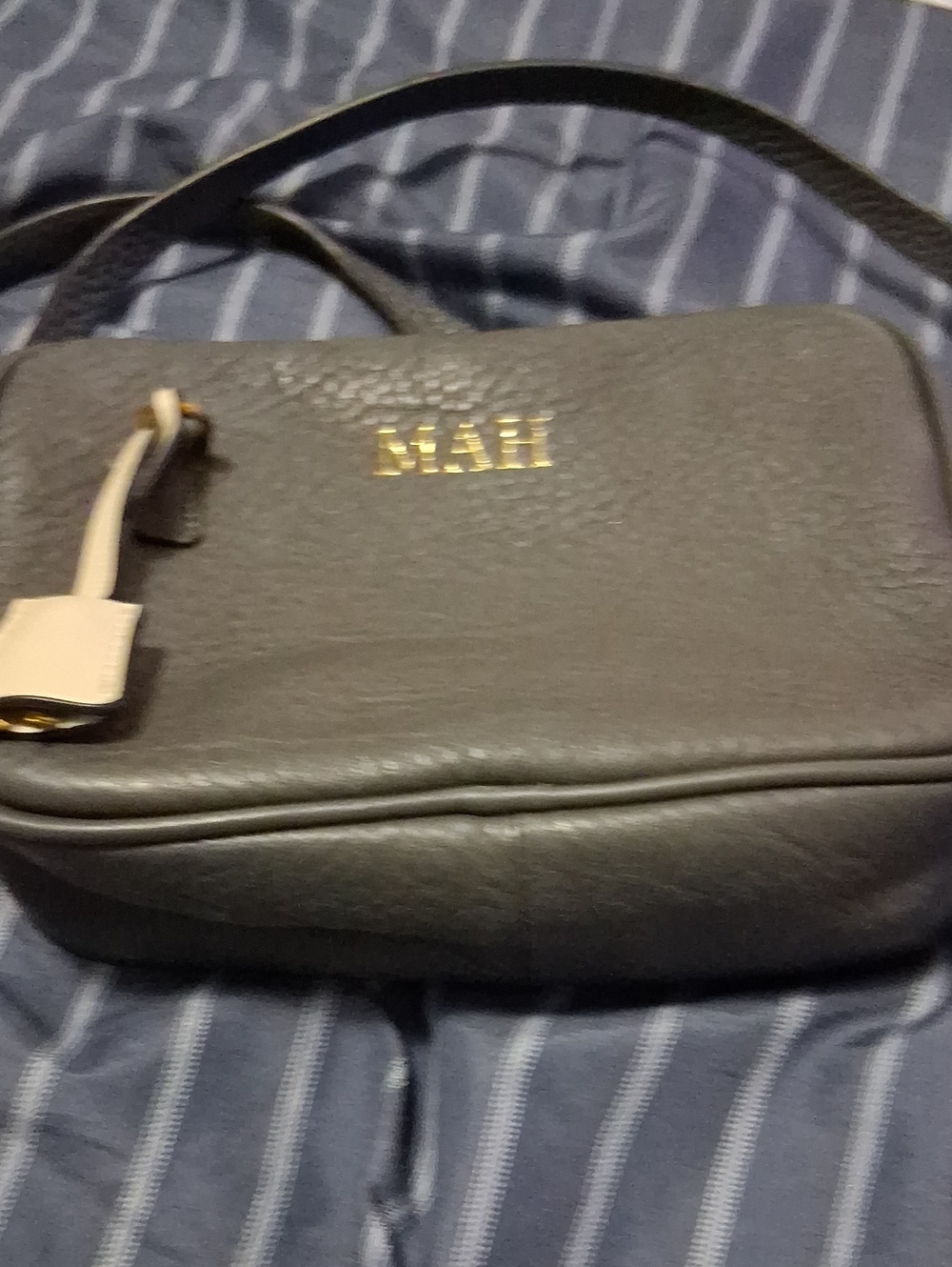 J. Crew Black Pebbled Leather Crossbody with Cream Tag